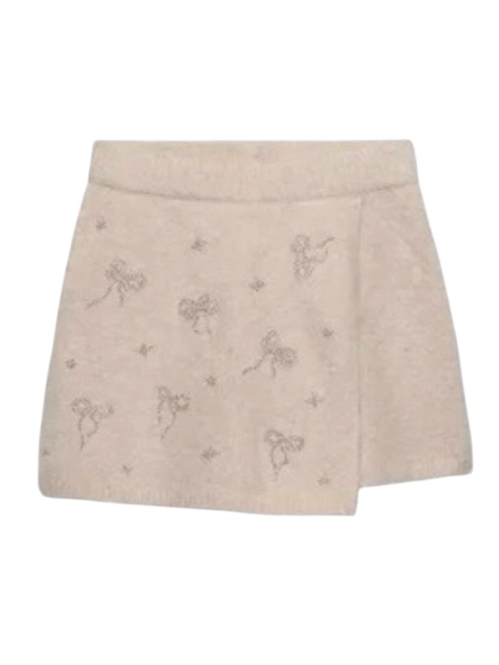 Zara Other - Zara Girls Beaded Knit Skort Sweater Skirt Cream Ecru Bow Embellished Size 6-7
